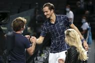 Gilles Cervara (L) and Daniil Medvedev.